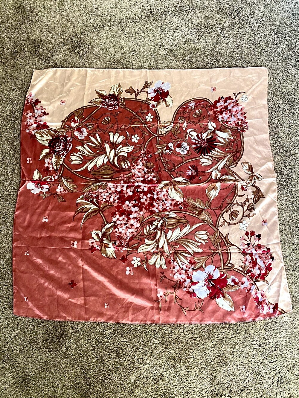 Raspberry Pink And Cream Floral Scarf
